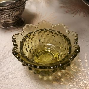 Fenton glass bowl and metal bowl